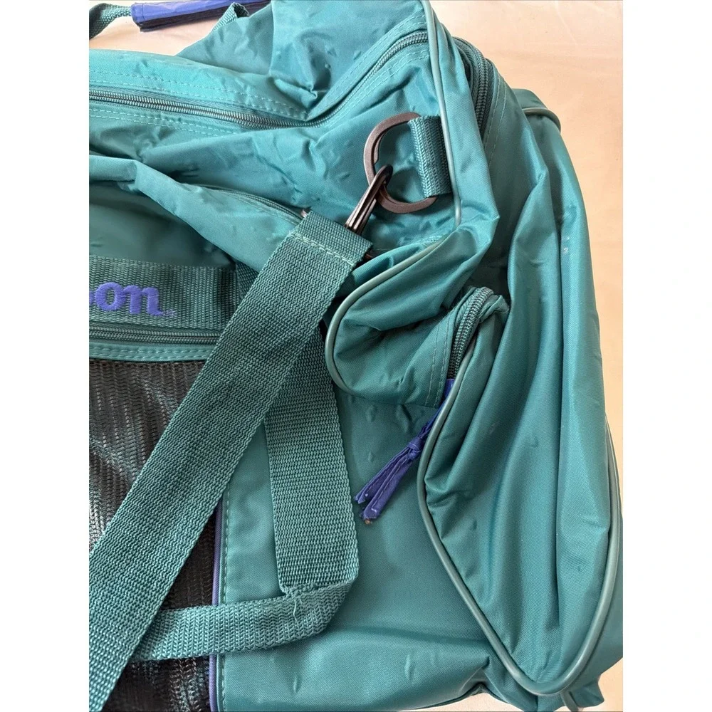 Vintage Wilson Sporting Goods Duffle Bag Teal Blue Purple Retro Gym Bag Carry On